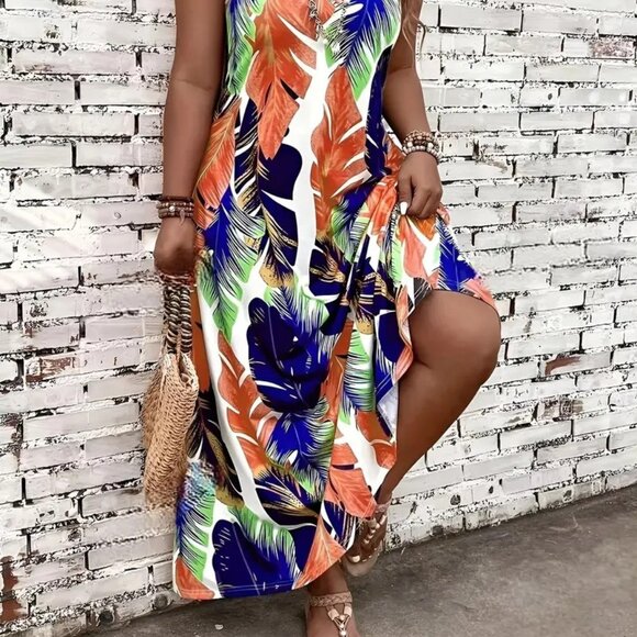 Women Plus Size Vibrant Print Vacation Summer Holiday Beach Maxi Dress 14W -20W - Picture 5 of 12